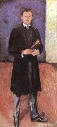 Self-Portrait of holding paintbrush Edvard Munch